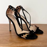 suede black high heel sandals EUR 38