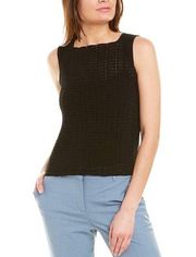 Theory ᯾ Crochet Sleeveless Knit Layer Sweater Shell ᯾ Black Semi Sheer ᯾ Medium