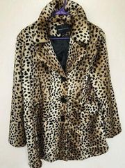 Mob Wife Faux Leopard Fur Long Coat Medium Cheetah Jacket Moda International