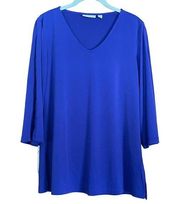 Susan Graver Liquid Knit Top 3/4 Sleeve Size Small Purple