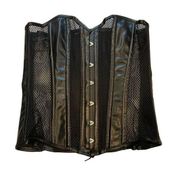 NWT, Lavish by Daisy Hustler Hollywood Faux Leather & Fishnet Corset, Sz XL