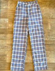 blue plaid trousers