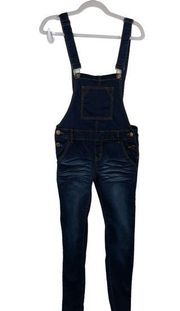 VIP Jeans Juniors Overalls Denim Skinny Long Pant Solid Blue Juniors 7/8