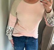 Boutique Long sleeve peach, cream & tan womens shirt