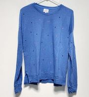 Sundry Blue Long Sleeved Heart Star Print Sweatshirt