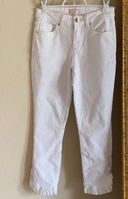 TED BAKER LONDON white ruffled hem skinny jeans