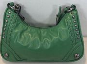 Zara Woman Green Faux Leather Studs And Chain Crossbody Purse Handbag