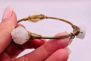 Bourbon And Bowties Gold Tone White Bangle Statement Bracelet 