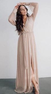 Baltic Born XS Abigail Champagne  Sparkly Long Sleeve Maxi Dress