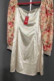 White and Floral Silk dress