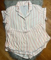 Nordstrom Tranquility Shortie Pajama Pink Zephyr Wide Stripes Size 1X