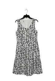 Talbots Sleeveless Dress Size 10 White Black Floral 100% Linen Lined Womens