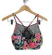 Shade & Shore Floral Caged Push Up Bikini Top Size 34D