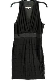 Evan Picone Dress Womens 10 Black Sleeveless Halter Tiered Ruffle Party Cocktail