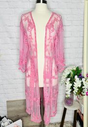 Lauren Conrad Pink Lace Kimono