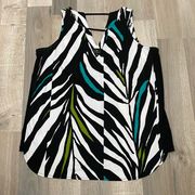 Tank Top Women’s Medium Zebra Print Design Sleeveless V Neck Stretch