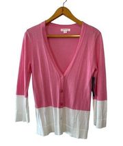 Passports Pink & White Lightweight Spring Cardigan with Buttons Size Medium