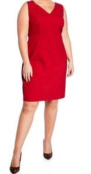 Lafayette 148 red v neck sleeveless dress