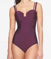 New Athleta Aqualuxe Molded Square Plunge One Piece, Wild Bloom SZ M