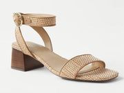 NWOT Ann Taylor Metallic Straw Mid Block Heel Sandals