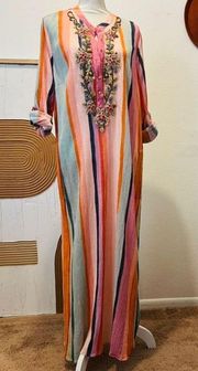 Soft Surroundings Icon Aruba Multicolor Caftan Cover-Up Swim Summer Dress 1X