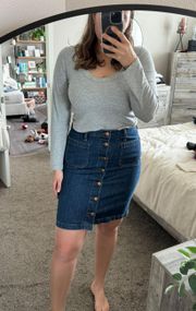 J. Crew Denim Midi Button Up Skirt