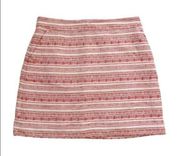 LOFT Skirt Pink Red Orange Multicolor Striped Lined Pencil Mini Skirt Size 8