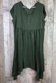 Indigo Rose Dark Green 3X Shark Bite Dress with Short Cap Sleeves