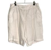 Saks Fifth Avenue White Bermuda Linen Shorts US 10