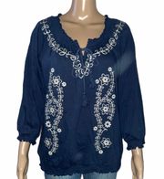 Embroidered Peasant Top