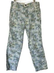 Anthropologie Pilcro The Dreamer Cargo Style Lilly Pad Painted Pond Pants Jeans