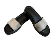 Donald Pliner Fiji Silver Suede Slide Sandal, Sz 9.5