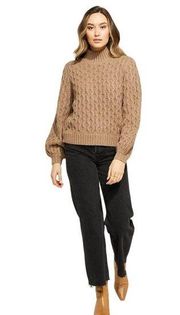 Gentle Fawn Women's Medium Brown Renly Long Sleeve High Neck Sweater