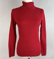 Ralph Lauren Womens Ribbed Knit Turtleneck Sweater L Large Red 100% Cotton