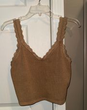 Brown Lace Trim Tank Top Cami Never Worn