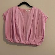 - Pink bubble crop top puff sleeve
