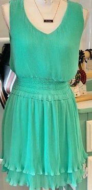 🆕 She + Sky Sleeveless Plisse Smocked Teal Dress | Medium