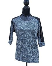 Gray Space Dye Mesh Sleeve Activewear Short Sleeve Shirt XS