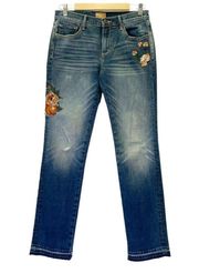 Driftwood Audrey Embroidered Boho Floral Straight Leg Jeans Women’s Size 28 | 6