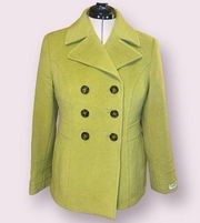 St. John’s Bay Wool/Cashmere Pea Coat in Wild Green - size small