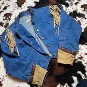 90s Vintage Western Fringe Denim Jacket