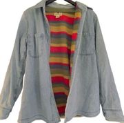 Vintage Woolrich Striped Fleece Lined Opal Jean Jacket Coat Size Medium