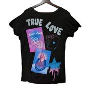 Chaser Womens Size Small True Love Lady Luck T-Shirt Charcoal Gray Oversized Fit