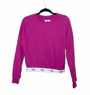 Magenta Pink Logo Elastic Hem Cropped Sweatshirt