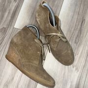 J. Crew neutral suede wedge booties size 7