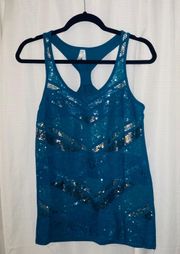 Vanity Teal Blue Sequence Top