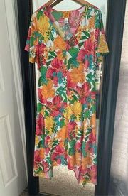 Ruby Red Hot Tropical Short Sleeve Dress Size Medium NWT Orange Pink Yellow