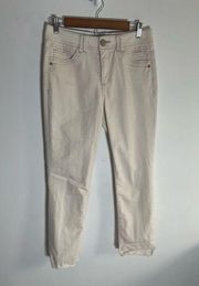 Democracy Ab Technology Women's Size 8 Jeans Ivory Stretch Skinny Raw Hem EUC!