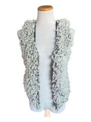 Womens Me Jane Faux Fur Gray Shag Retro Y2K Festival Boho Vest - Sz S