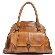 Vintage Patrica Nash Italian Leather Brown Satchel Handbag 17x7" Handles Purse